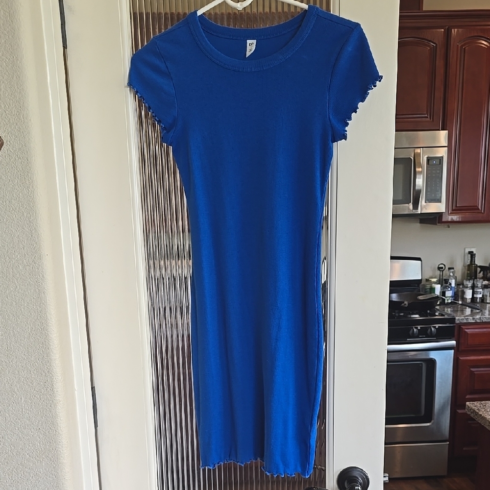 BP Blue Sheath Midi Dress with Flutter Sleeves